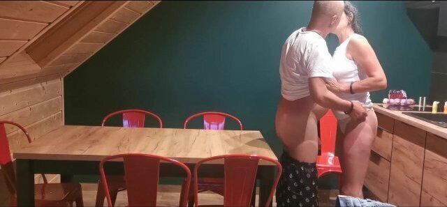 Amateur pussy destroyed kitchen table cock, give much creampie