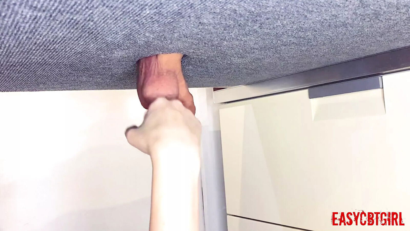 Mistress tickles slave's balls with fists slaps