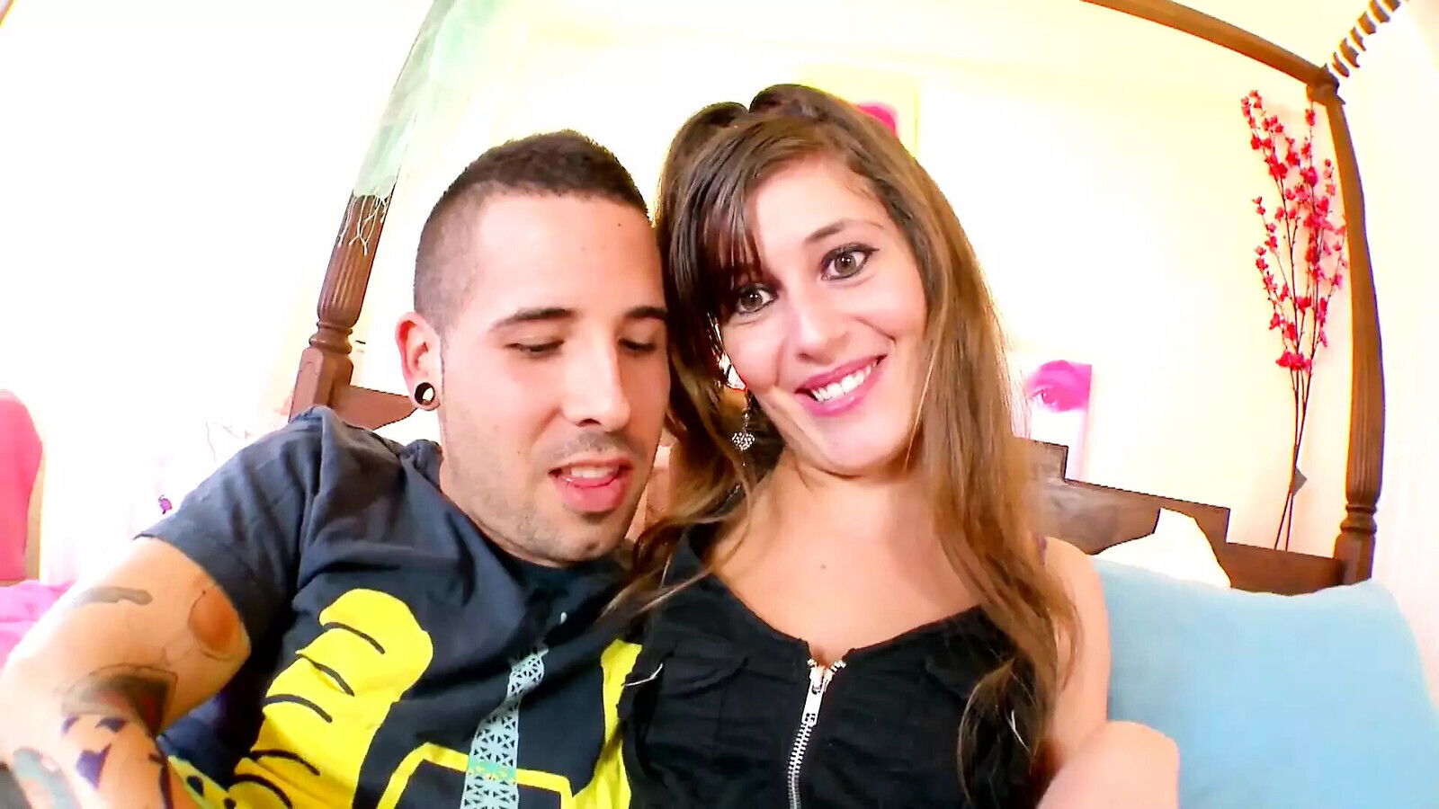 Horny young girl with dark hair gets pussy stuffed