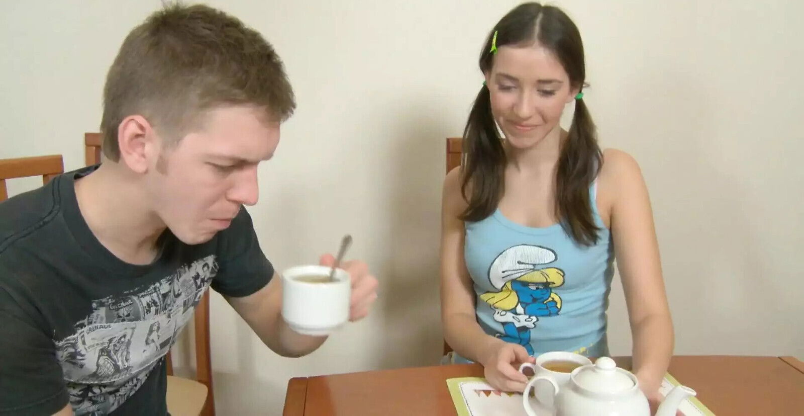 Young Elena Materly horny brunette haired girl loves