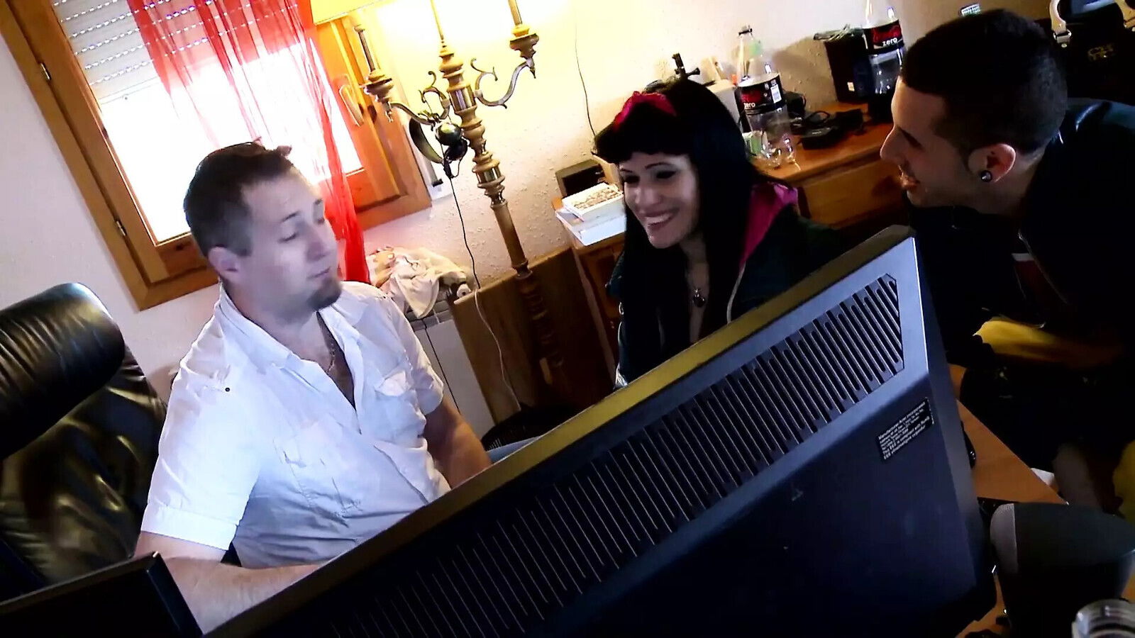 Love triangle with slut with breasts gets fucked