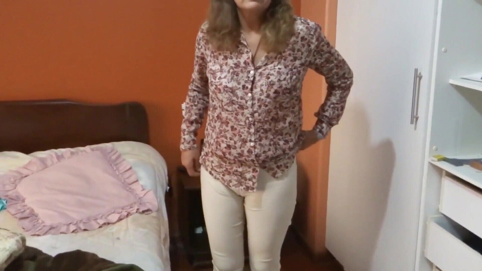 wife's stepsister comes home from work, shows asks fuck