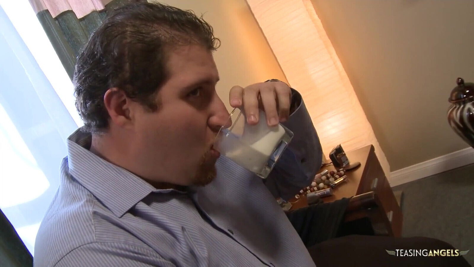 Blonde wife humiliates husband when another fucks front