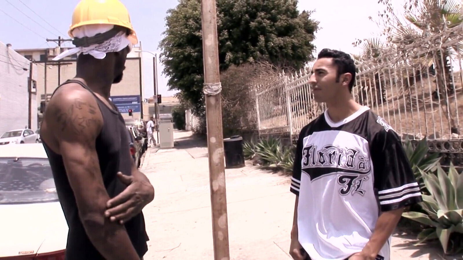 Latin gets bent over fucked black stud