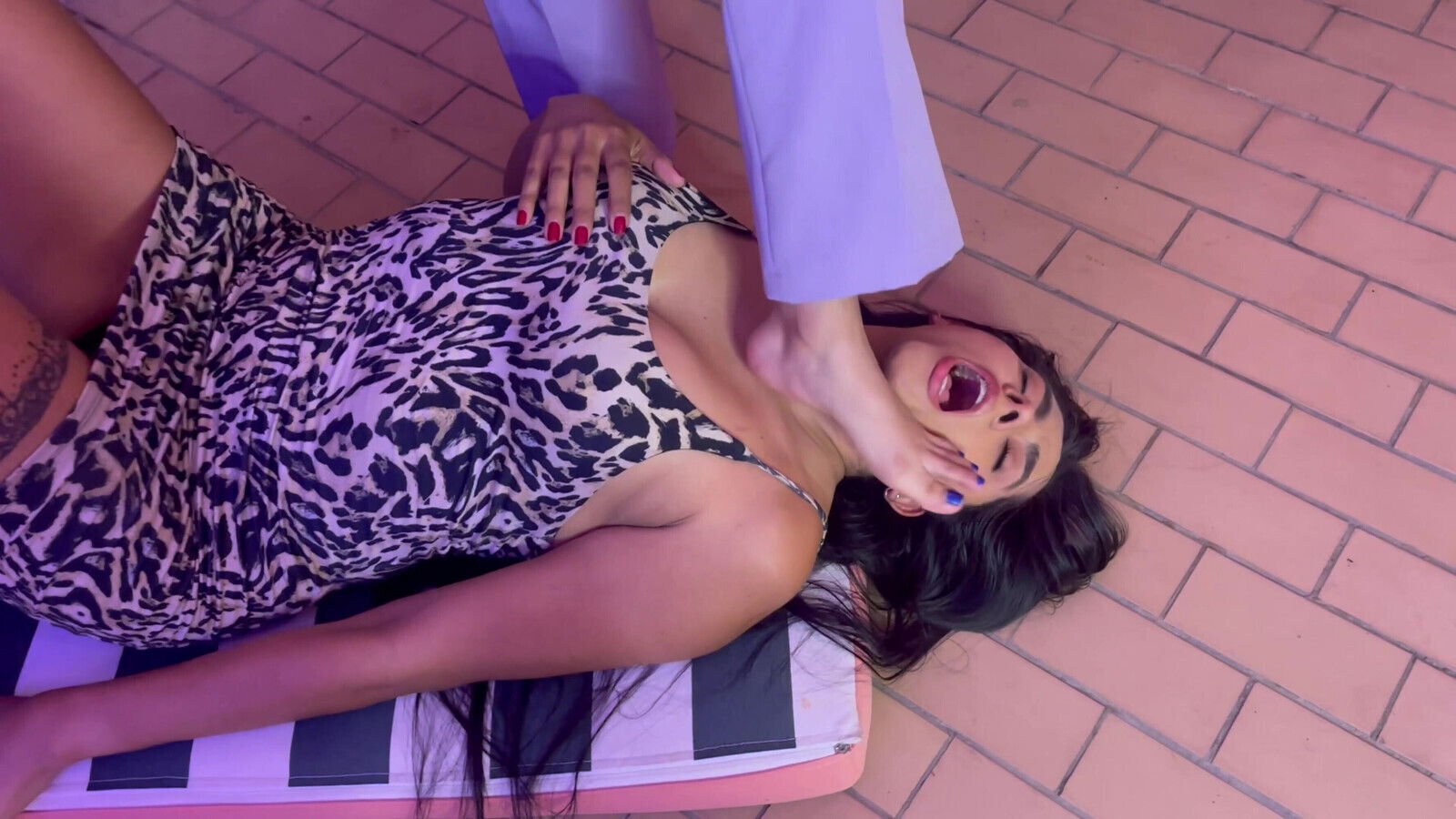 Beautiful lesbian licks feet dominatrix