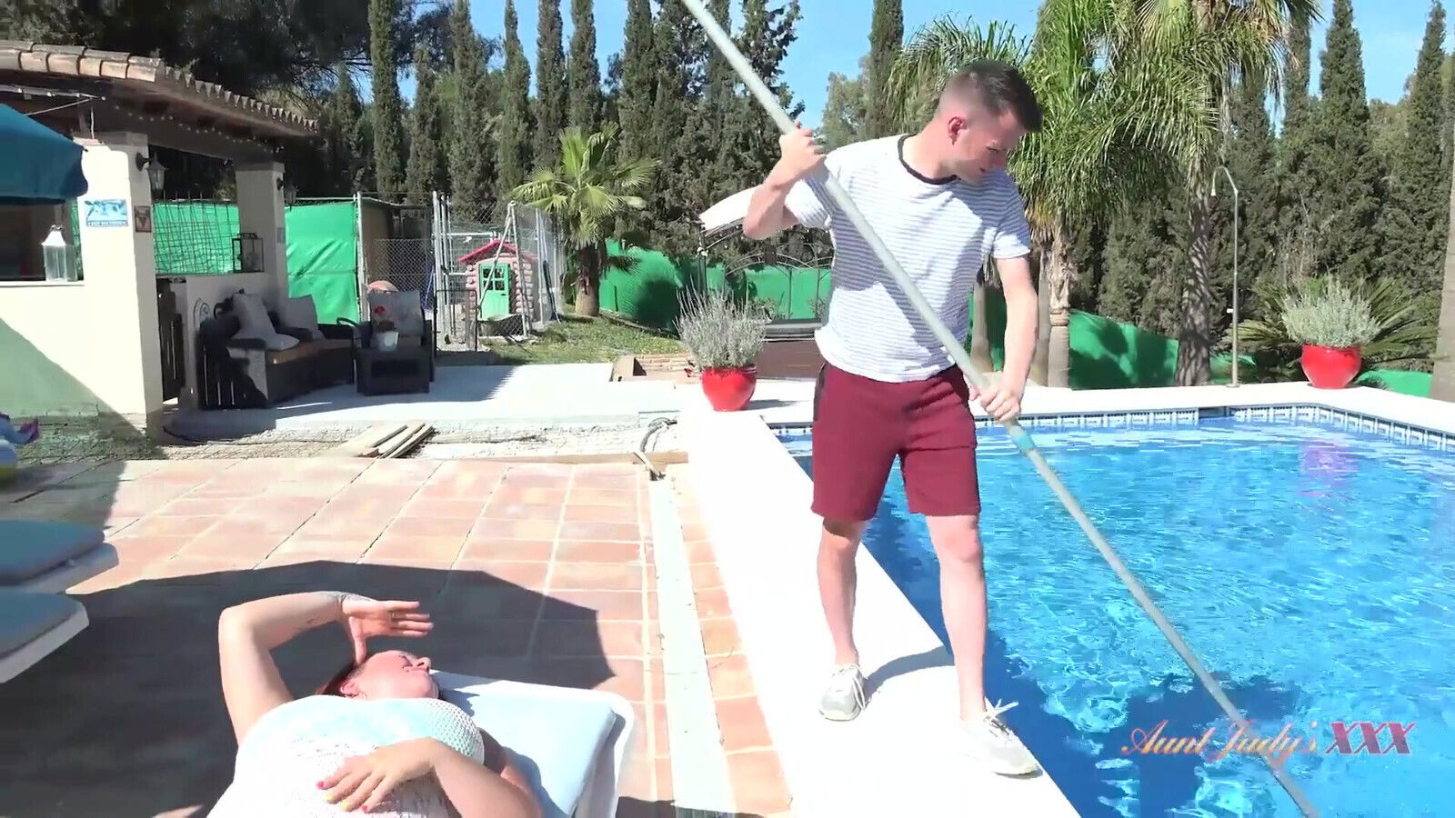 AuntJudysXXX Rich Horny Cougar Fucks Pool