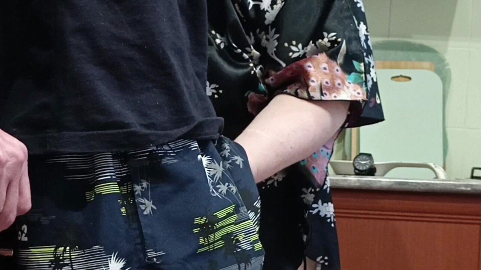 cumming with thick mother-in-law's mouth which swallows