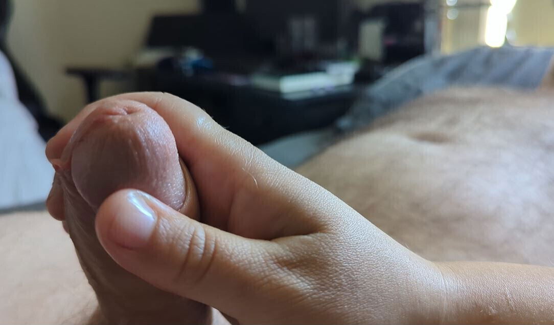 Wife plays gives handjob with lube