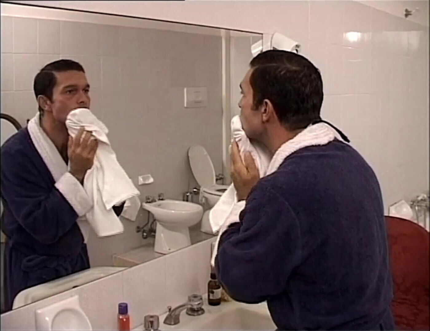 nice fuck bathroom while someone watching