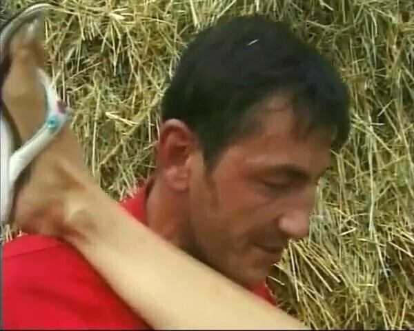 Incredible blonde farmer tired from work recovering energy having fuck