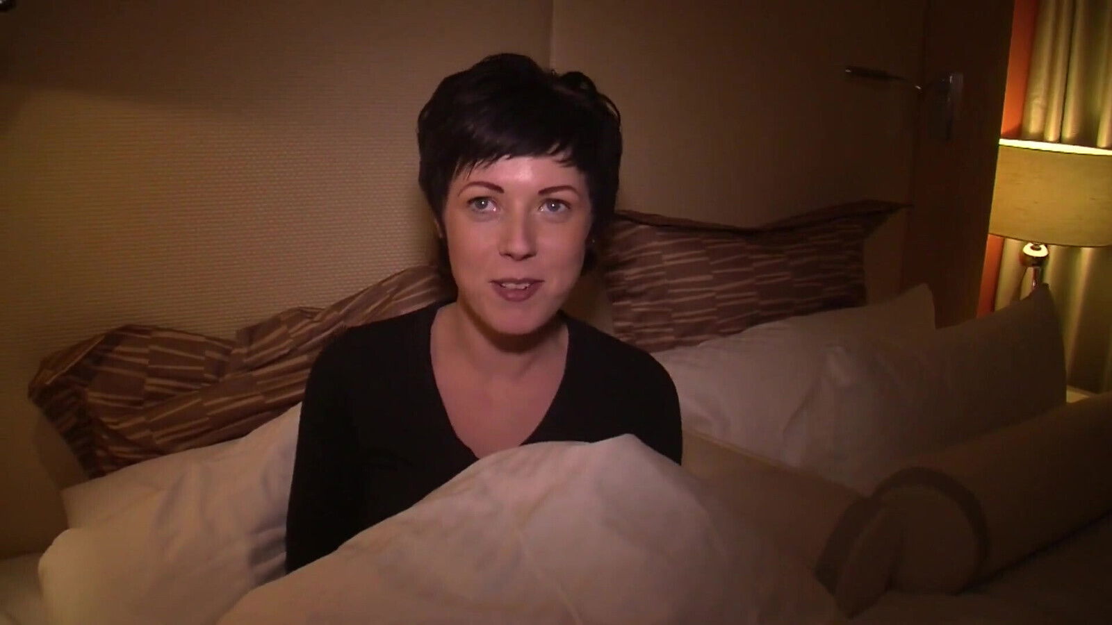 Sexy brunette masturbates tight eager pussy