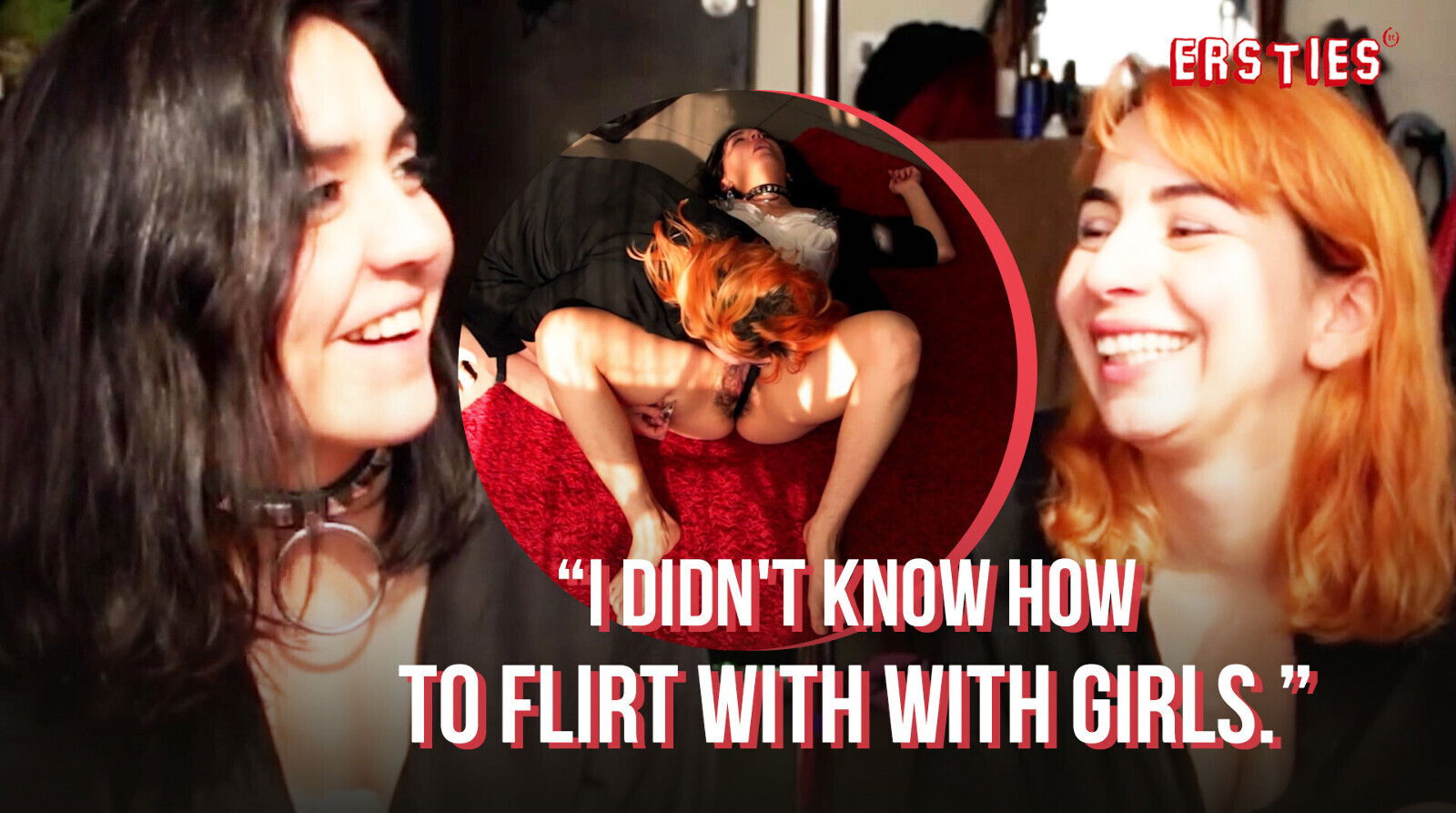 Ersties Redhead Vesania Fucks Dark Hair Okinu With Strap