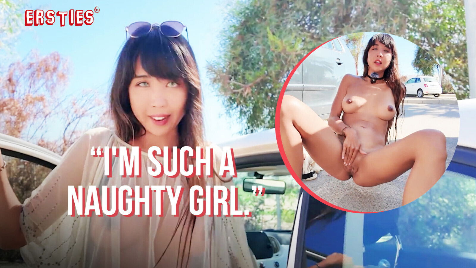 Ersties Daring Kiara Naked Outdoor Cafe Before Masturbating Parking