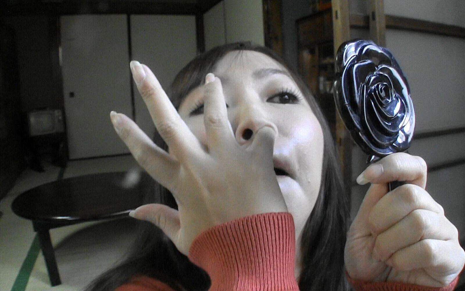 Plumper milf digging nose