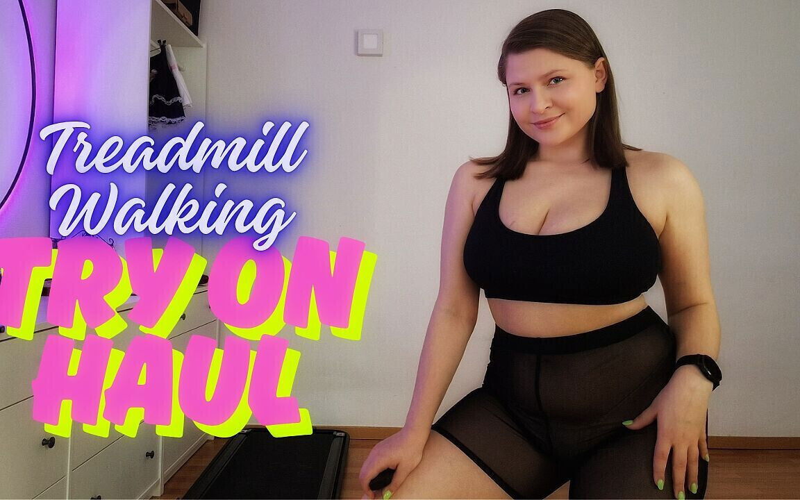 Trying Sheer Shorts Walking Treadmill Sneakers While Sharing Fantasies About