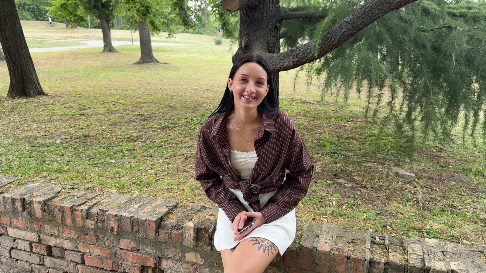 Tourist Girl Been Fucked Wood. Outdoor with Pretty Stranger