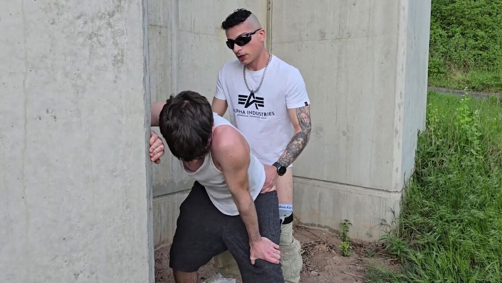 Bareback Fuck Marathon with Bitch Loads Deep Ass, Part Outdoor Fuck Under Highway Bridge