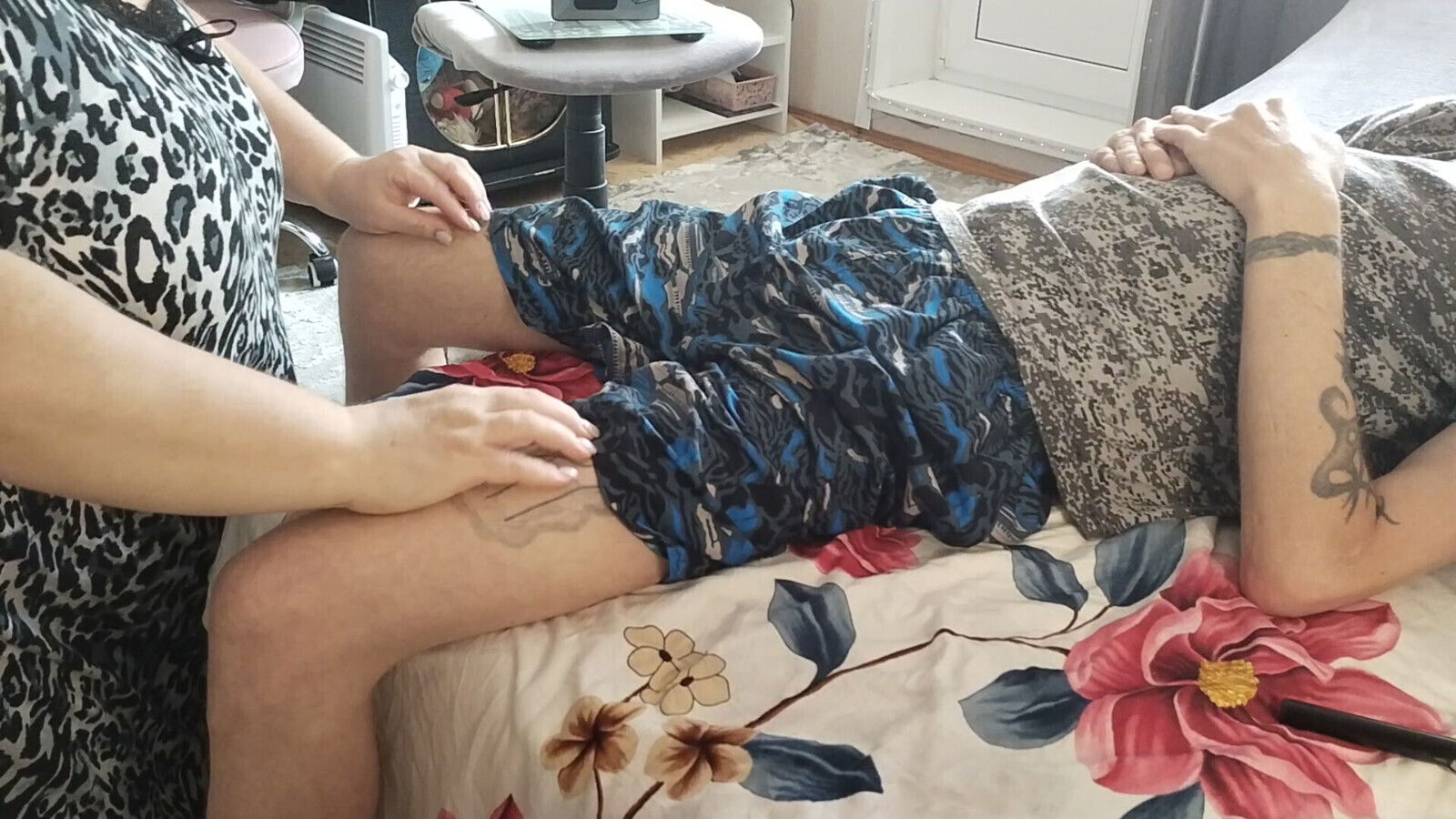 Stepmom gently sucks until