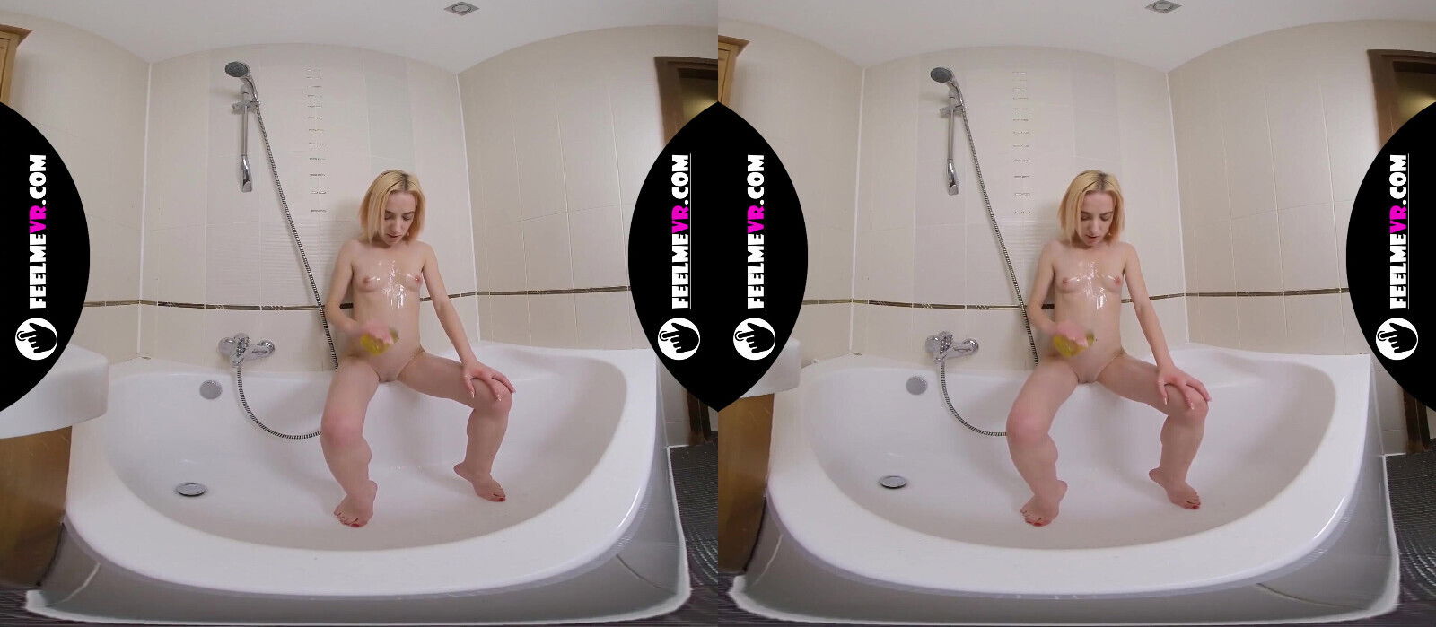 Thumbelina Masturbates Shower Wall Vr180