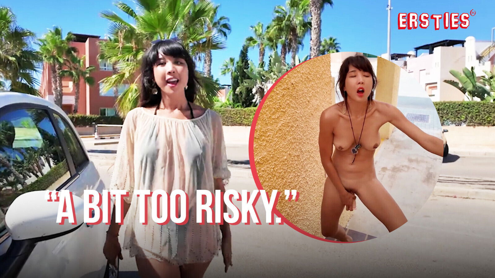 Ersties Exhibitionist Kiara Gets Very Horny After Being Nude Public Finds Place Masturbate