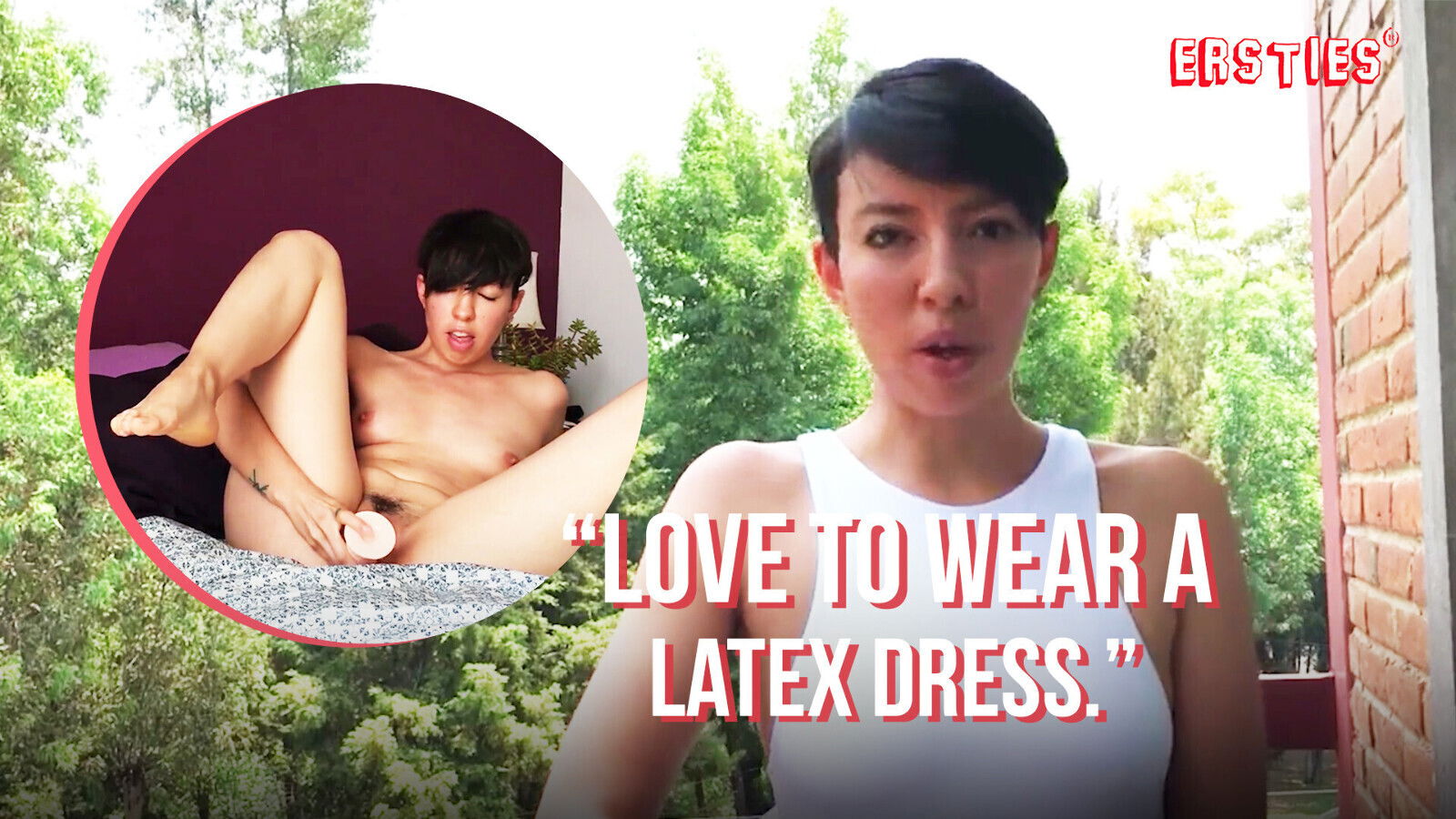 Ersties Dark Hair Beauty Paula Rubs Herself with Before Riding Dildo