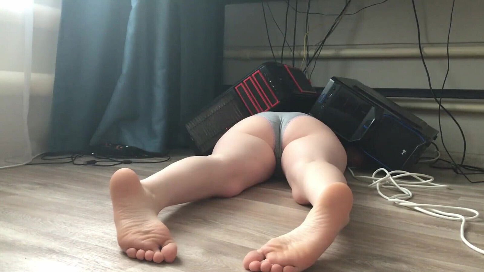 Clumsy Step Sister Stuck Under Desk Gets Fucked Hard