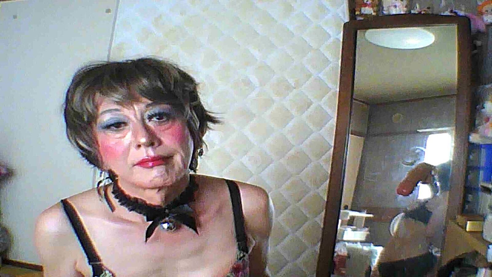 cross-dresser puts glass ball anus writhes.