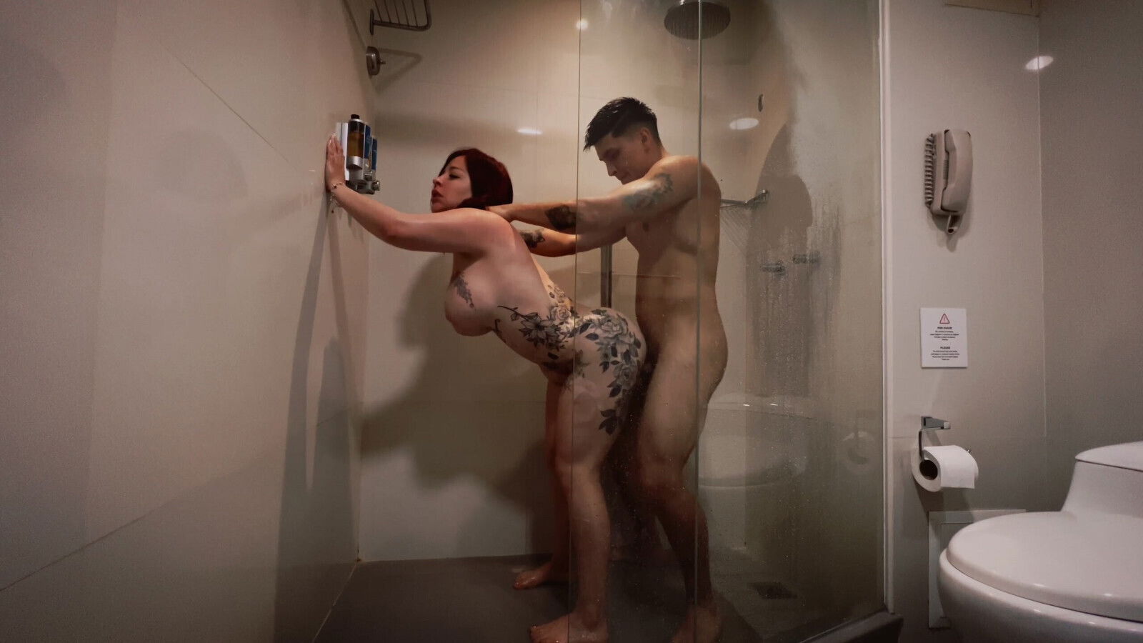 Busty having amateur while taking bath (Homemade sex)