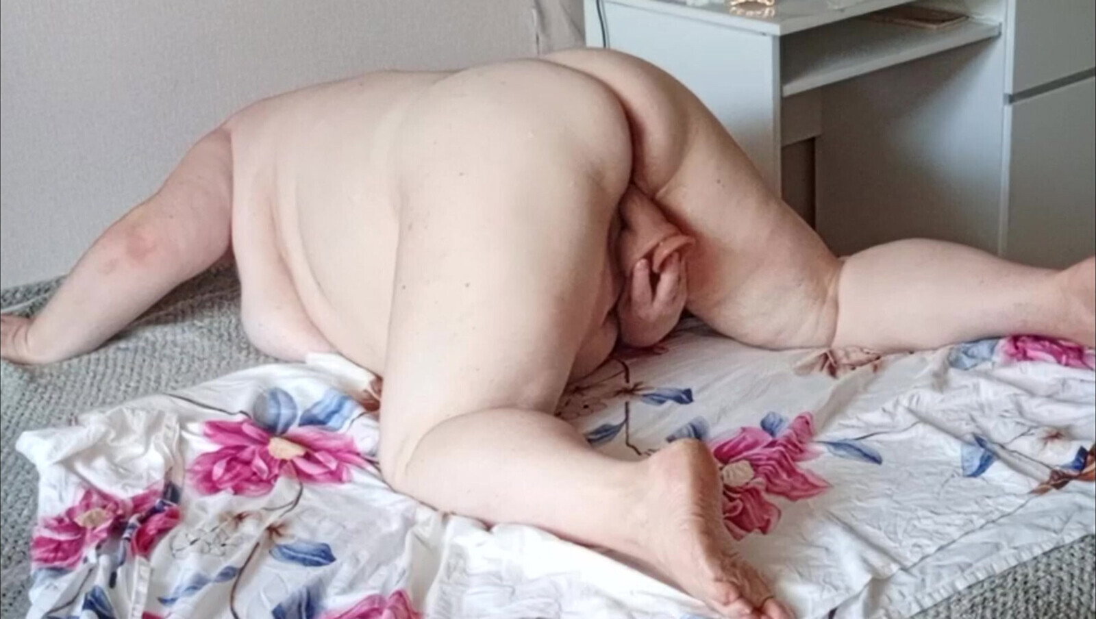 neighbor with round masturbates pussy with toys