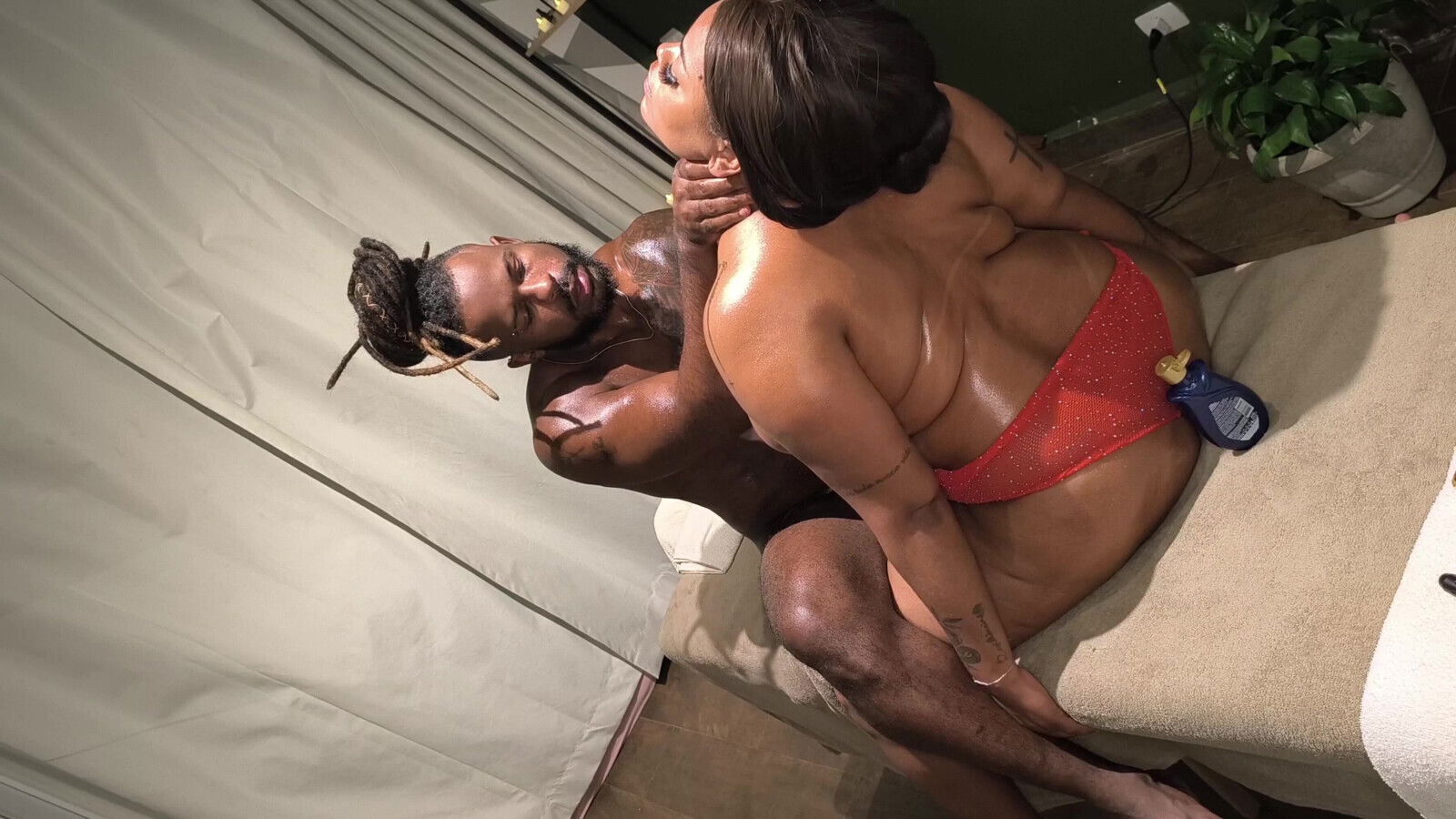 Meek cuckold paid massage tattooed Ebony wife couldn't resist cheated with masseur gifted part five