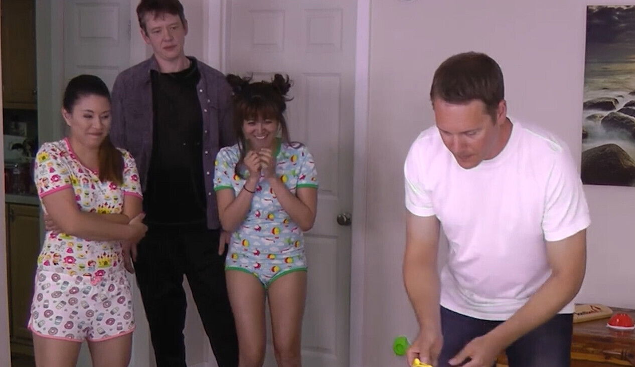 foursome back play Strip Boomsticks game