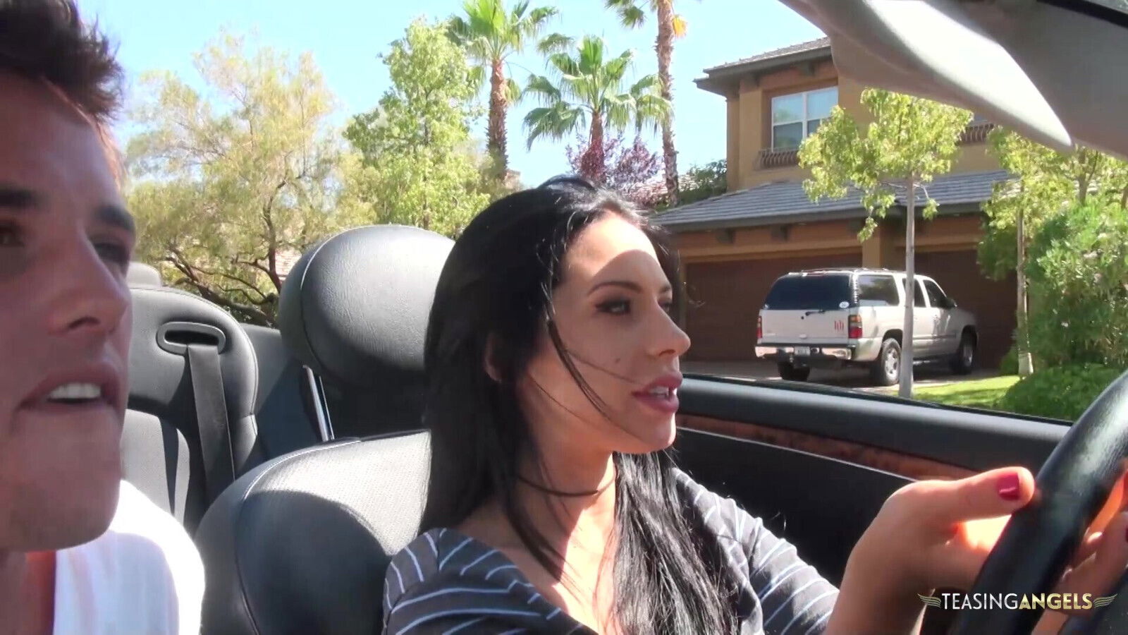 Joey Ambrosiano gets aroused driving boyfriend around town they bang hardcore back home