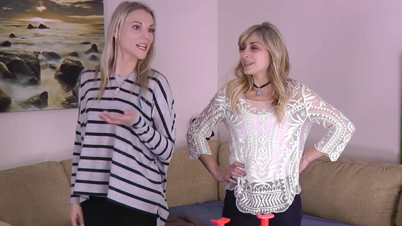 Whipped cream flies they both play Strip Facial Frenzy game