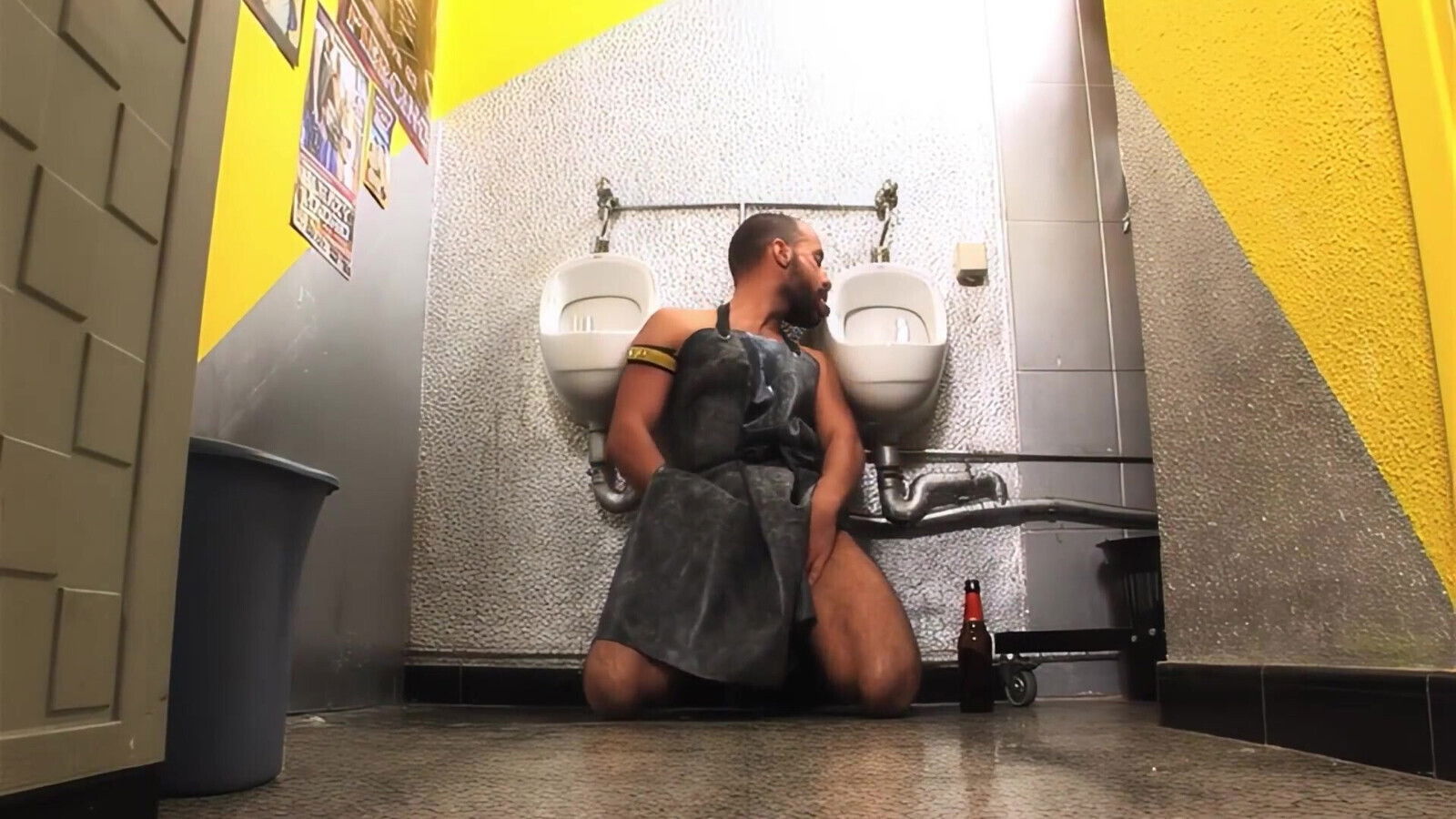 Janitor Gets Caught Masturbating Gets Into BDSM Threesome Fucking Pissing