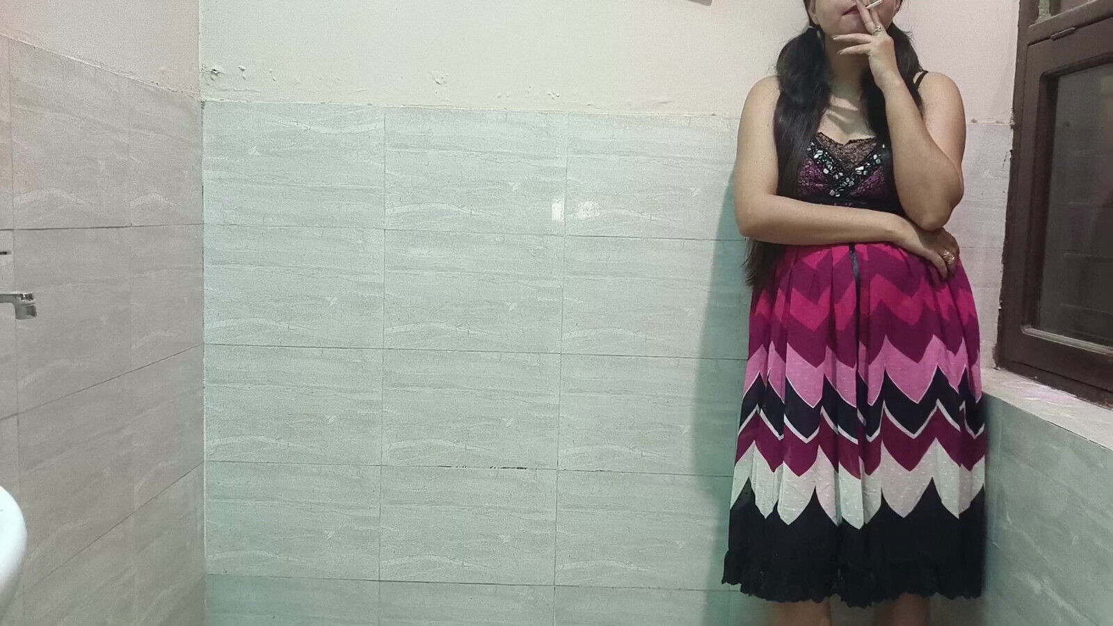 Desi Indian Step Father punishes young step daughter after smoking alone