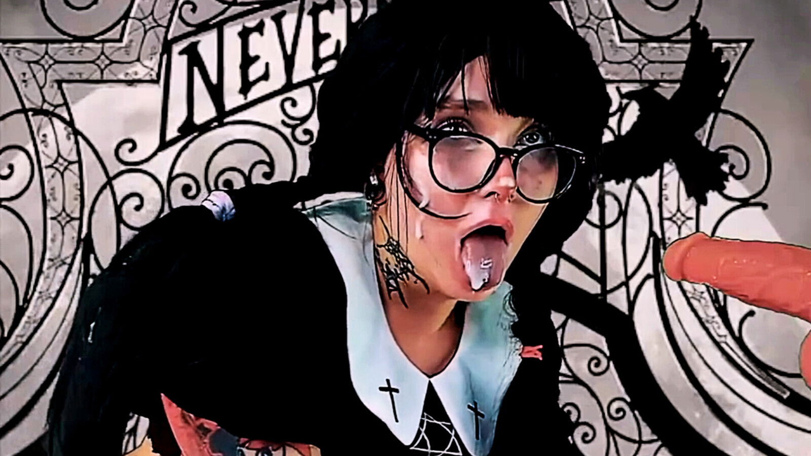 Wednesday Addams passionately sucks squirts.