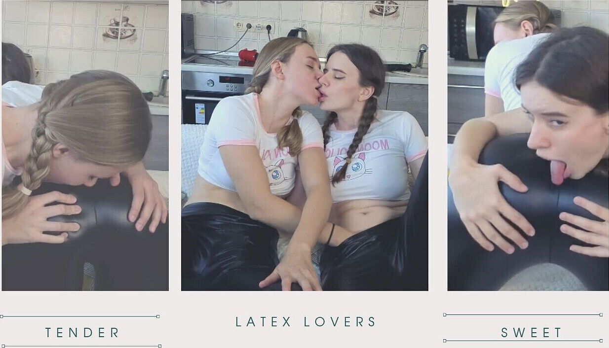 Latex Obsession: Blonde Brunette Show Their Fetish Leggings