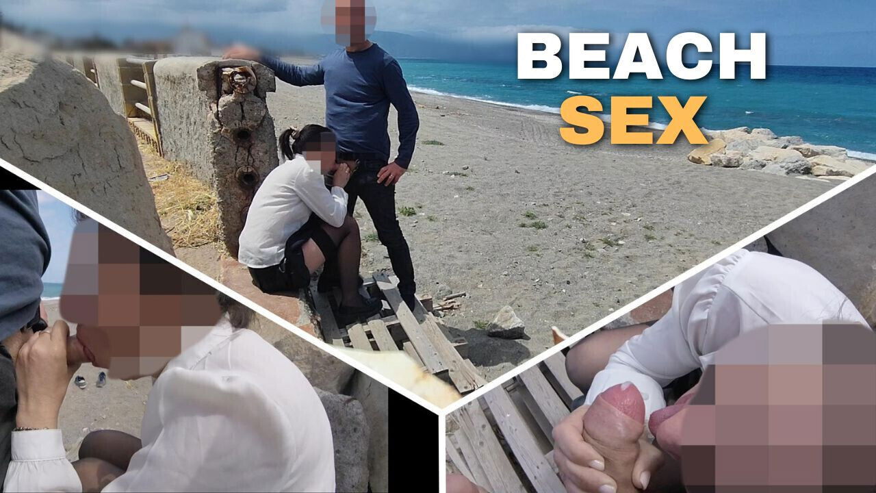 Dick Flash! Risky Blowjob Beach: Stocking Teacher Student Almost Caught! MissCreamy