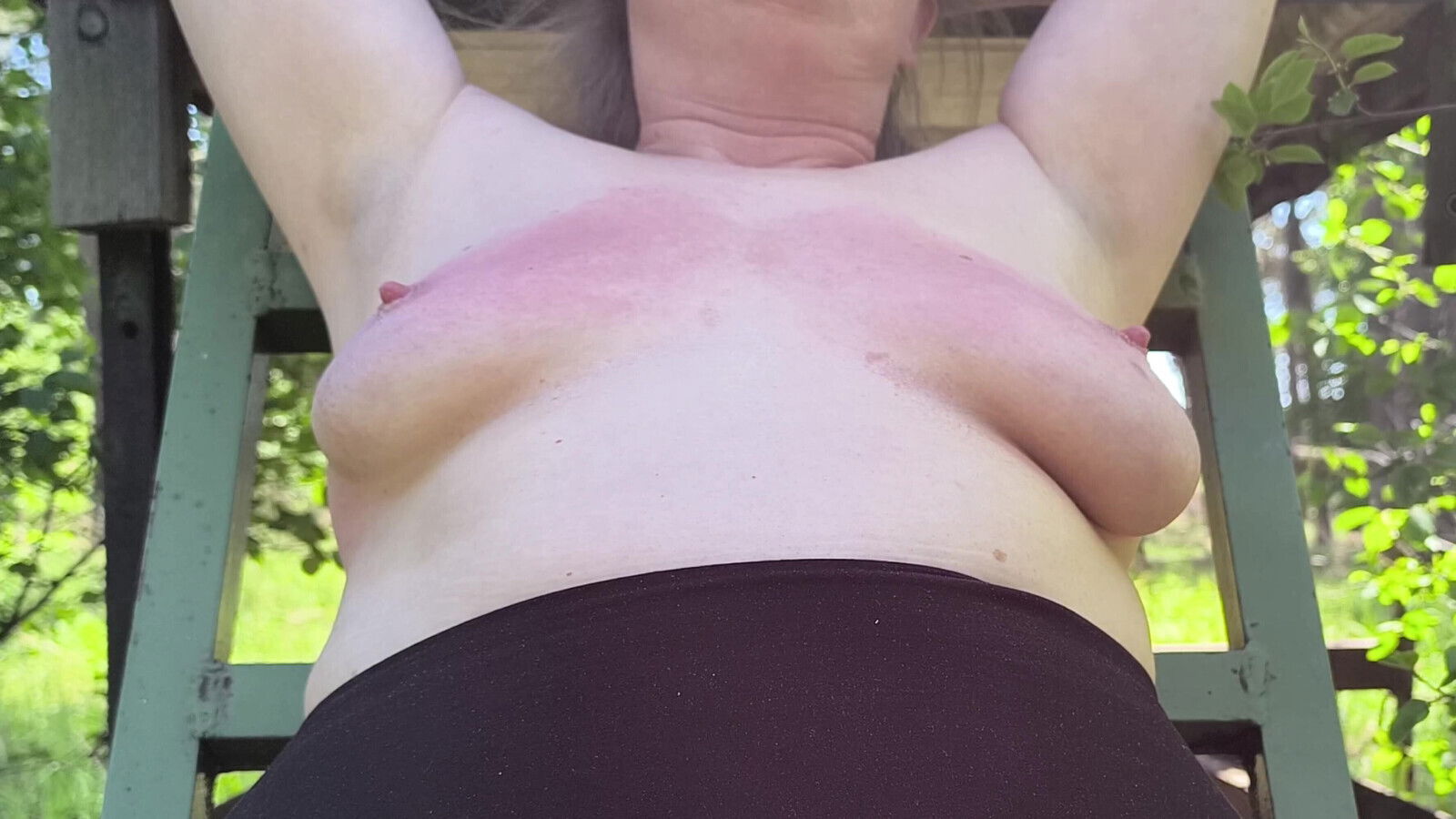 Open blouse, want beat your breasts