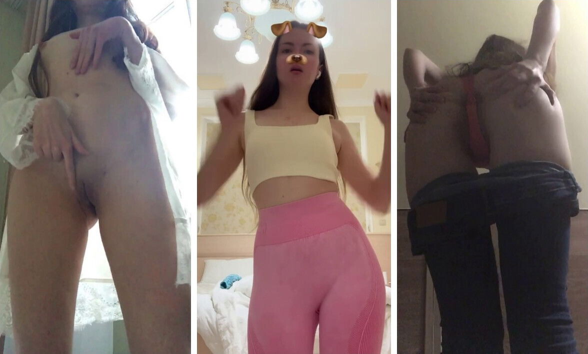 TikTok Compilation Part Naked Brunette Dancing Without Lingerie, Short Skirt Stockings, Thong, Striptease, Leggings, Trendy Dancing