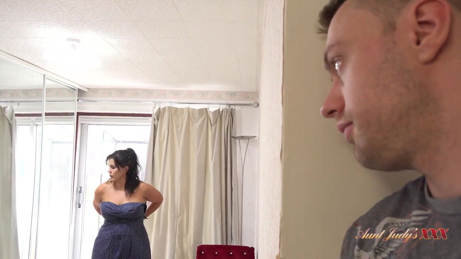 AuntJudysXXX Booty Stepmom Montse catches Stepson watching dressed