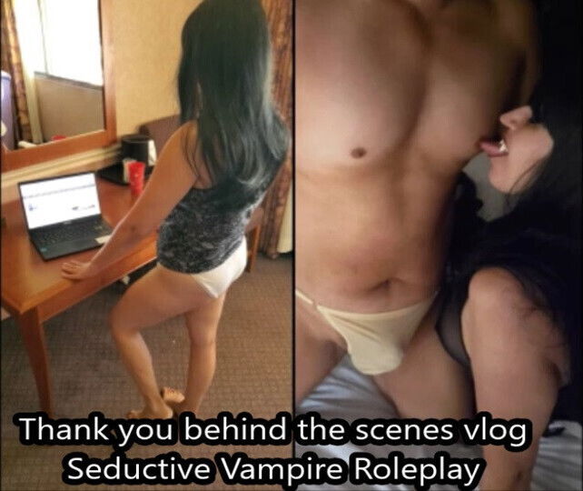 Behind scenes Vlog thank your support! Goth Vampire with male slave wearing skimpy little panties roleplay