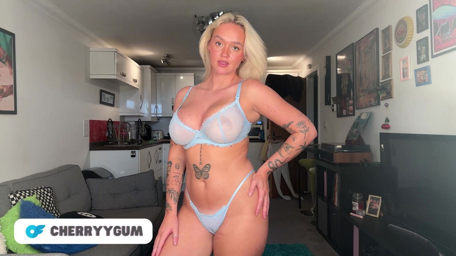 HUGE public changing room through cute bikini