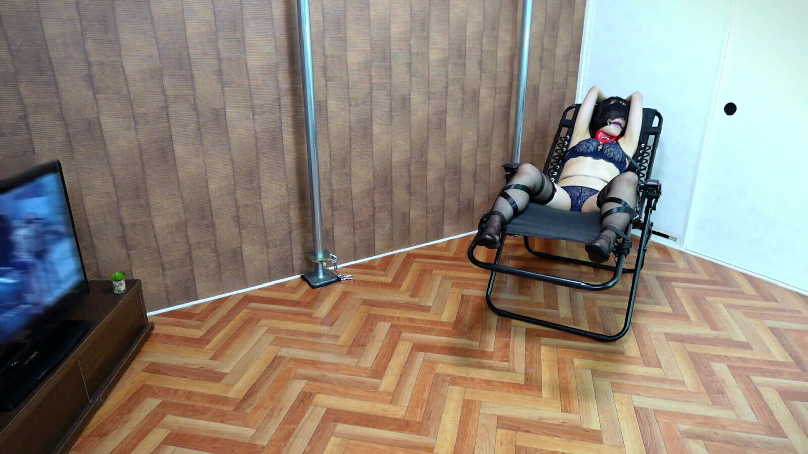 Woman Restrained Teased with Erotic Lotion