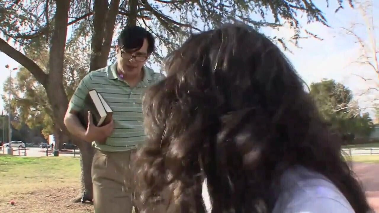 Teen sucks mature instead studying