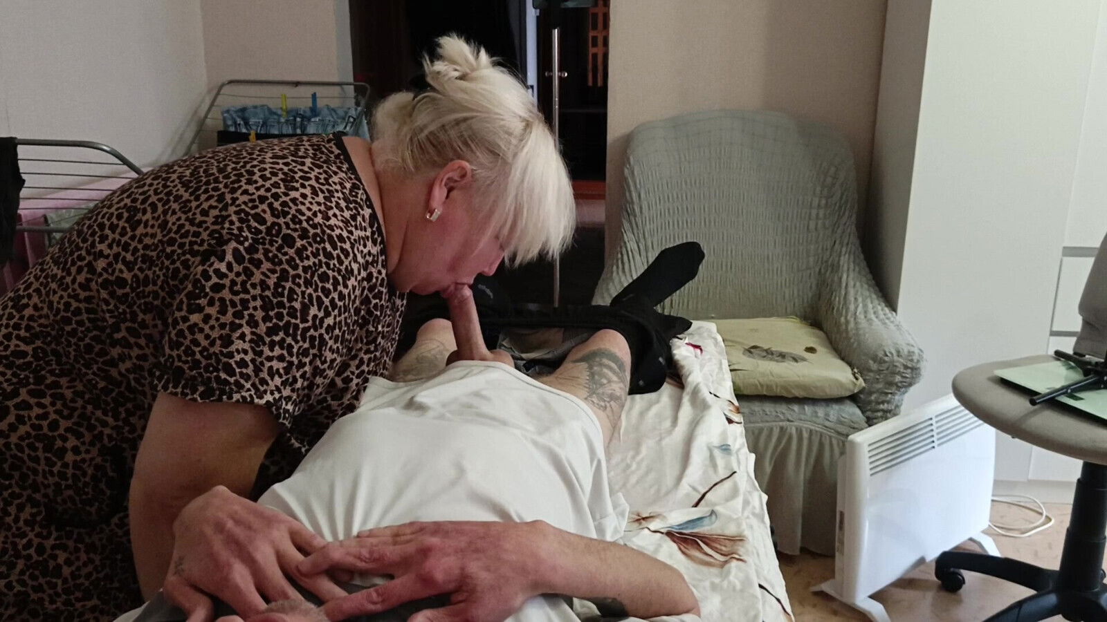 neighbor sucks jerks dick massage table swallows