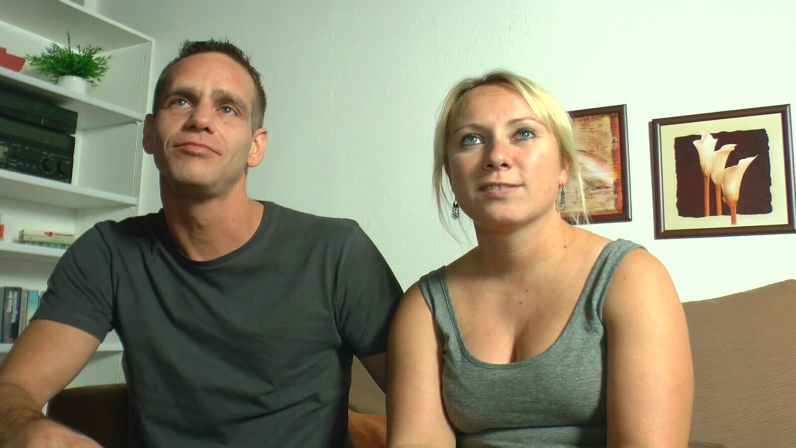 Amateur German whores sharing dick threesome