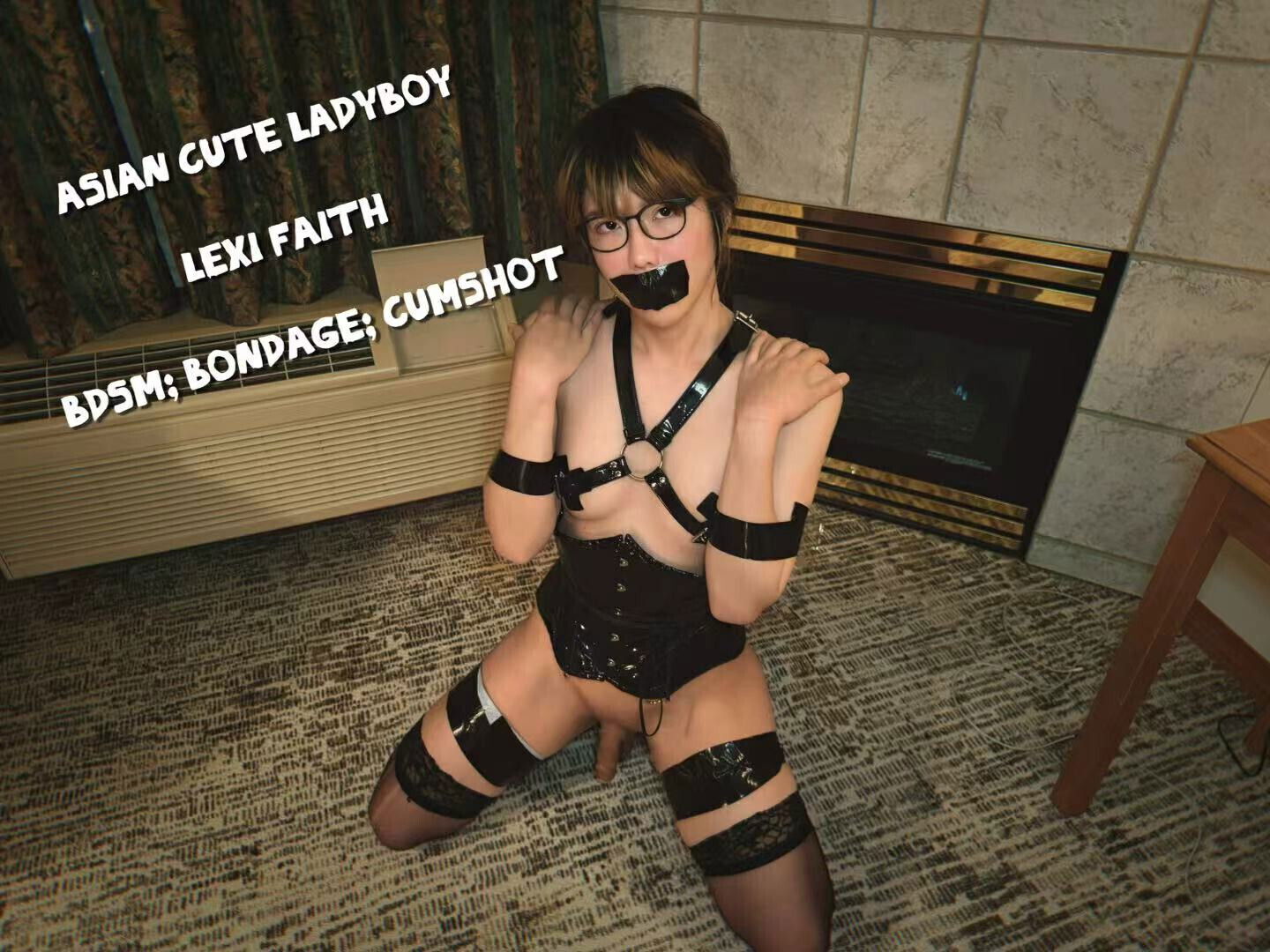 Cute Asian ladyboy BDSM Bondage Cumshot
