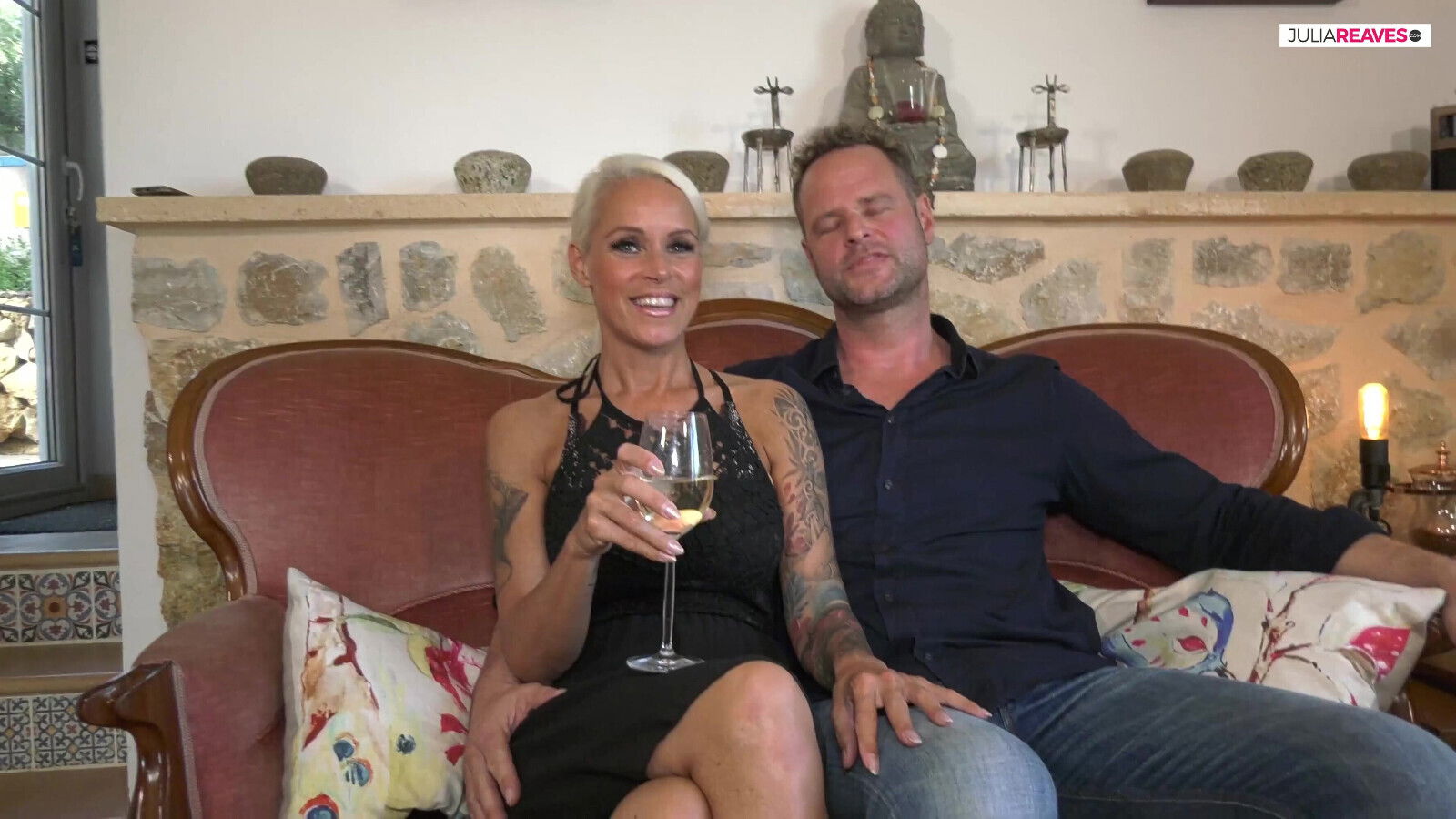 Blonde Maria fucks with black giant front friend