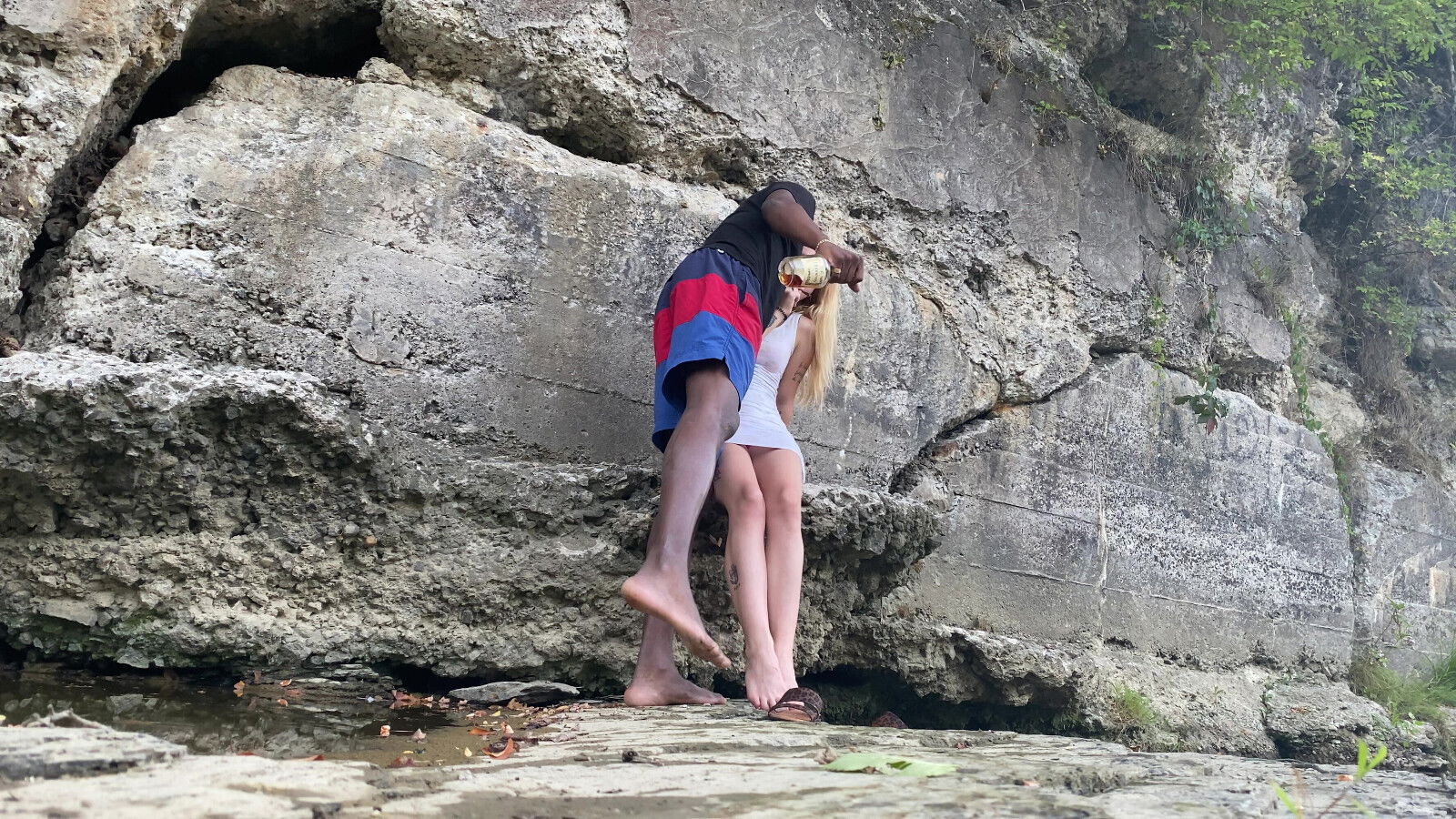 Bigdaddykj: Tiny White Slut Bounces Outside Full